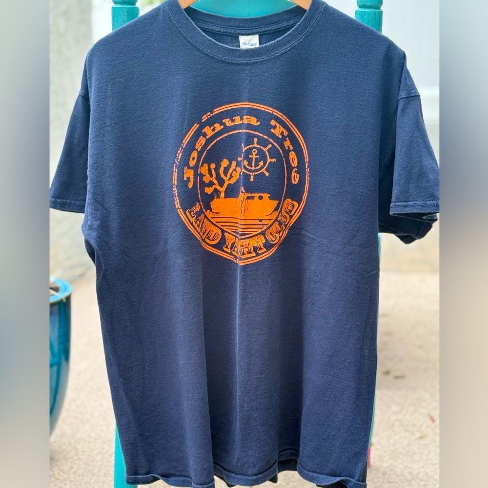 Joshua Tree Land Yacht Club T-Shirt – XL – Navy & Orange Retro Graphic Tee
